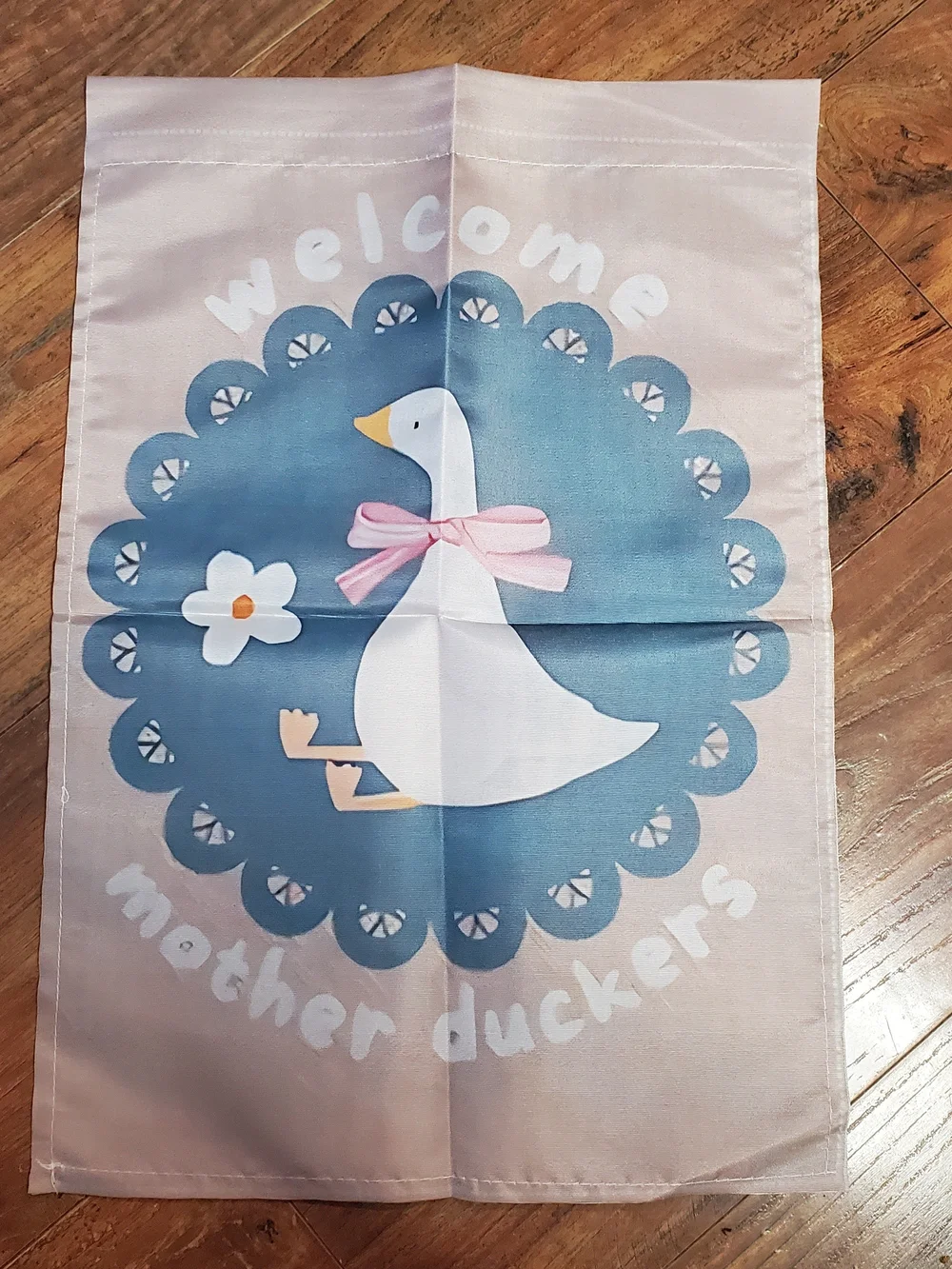 Amazon Decorative Garden Flag with White Duck and Blue Medallion